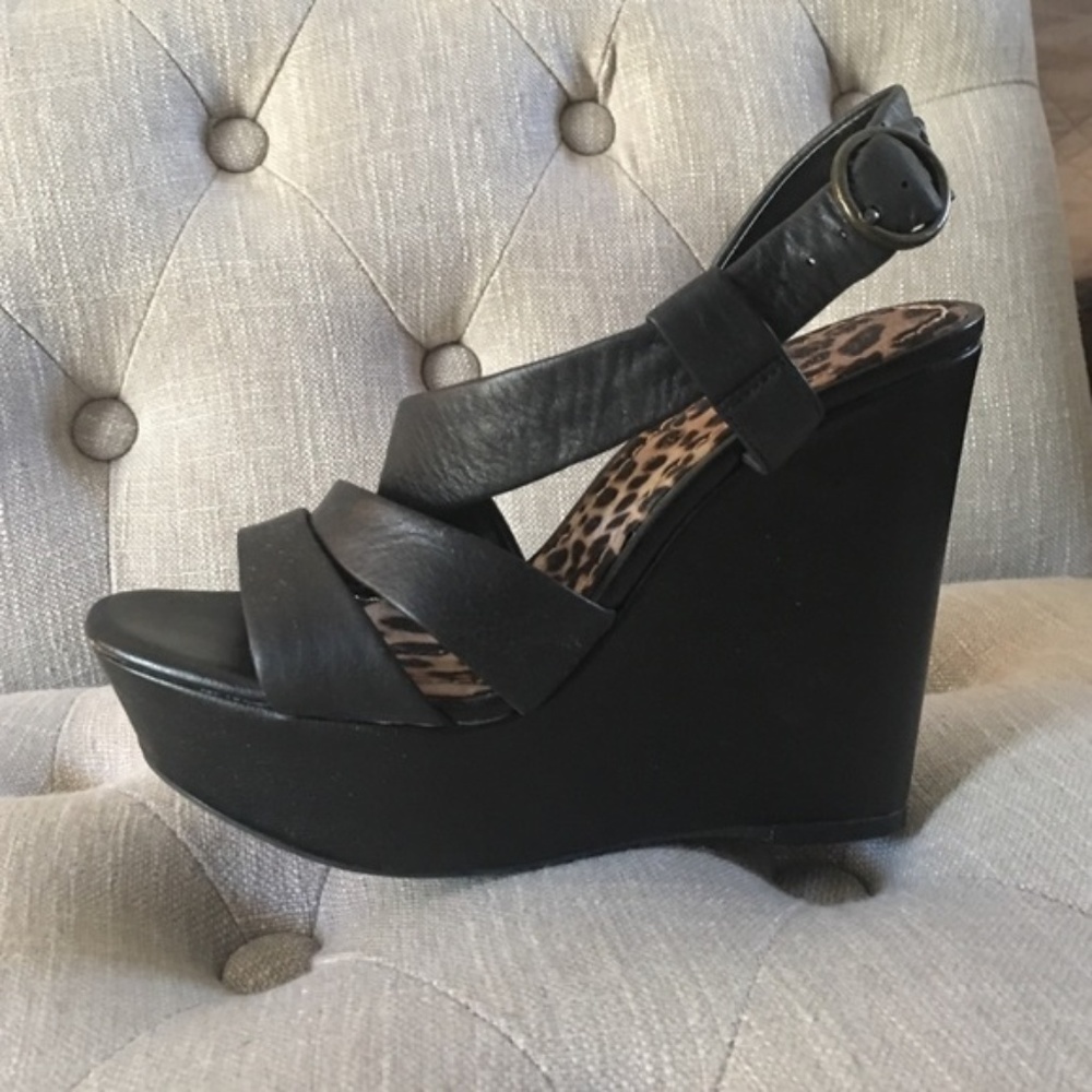 Jessica Simpson Black 5" Claria Wedge Heels 7.5B